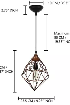 Edison Filament Copper Finish Diamond Cage Pendant Light  Ceiling Hanging Lamp for Home Living Room Offices Restaurants