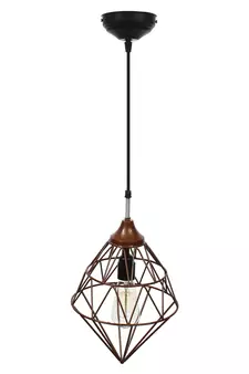 Edison Filament Copper Finish Diamond Cage Pendant Light  Ceiling Hanging Lamp for Home Living Room Offices Restaurants