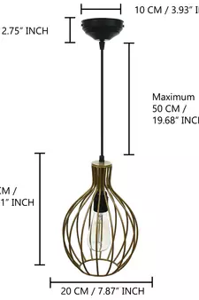 Edison Filament Golden Finish Diamond Cage Pendant Light  Ceiling Hanging Lamp for Home Living Room Offices Restaurants