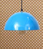 Shining Sky Blue Glossy Finish Pendant Light  10  Diameter Ceiling Hanging Lamp for  Offices Restaurants