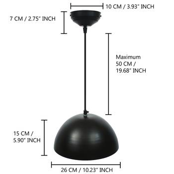 Shining Black Glossy Finish Pendant Light  10  Diameter Ceiling Hanging Lamp for Home Living Room Offices Restaurants 5