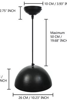 Shining Black Glossy Finish Pendant Light  10  Diameter Ceiling Hanging Lamp for Home Living Room Offices Restaurants