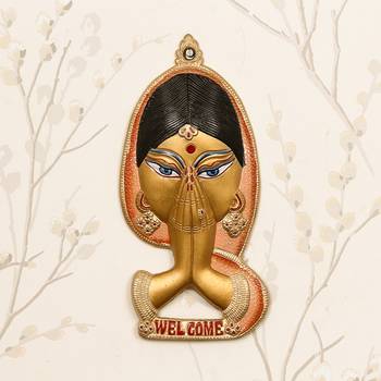 eCraftIndia Welcome Lady Metal Colorful Wall Hanging 1