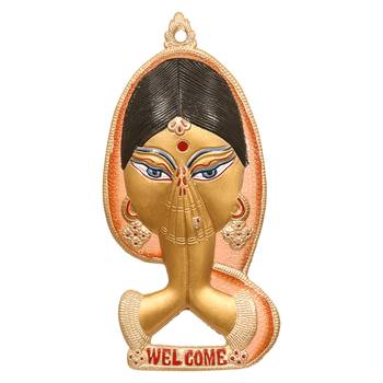 eCraftIndia Welcome Lady Metal Colorful Wall Hanging 3