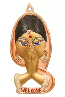 eCraftIndia Welcome Lady Metal Colorful Wall Hanging