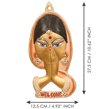 eCraftIndia Welcome Lady Metal Colorful Wall Hanging 5