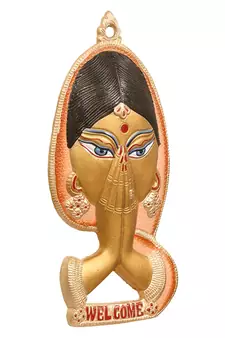eCraftIndia Welcome Lady Metal Colorful Wall Hanging