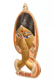 eCraftIndia Welcome Lady Metal Colorful Wall Hanging