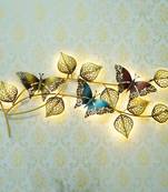 eCraftIndia DECORative Leaves and Butterfly Design Handcrafted Iron Wall Hanging with background LED's