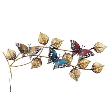 eCraftIndia DECORative Leaves and Butterfly Design Handcrafted Iron Wall Hanging with background LED's 4
