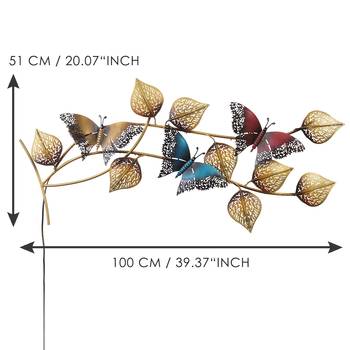 eCraftIndia DECORative Leaves and Butterfly Design Handcrafted Iron Wall Hanging with background LED's 5