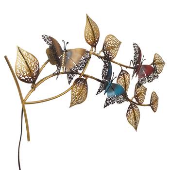 eCraftIndia DECORative Leaves and Butterfly Design Handcrafted Iron Wall Hanging with background LED's 6