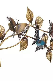 eCraftIndia DECORative Leaves and Butterfly Design Handcrafted Iron Wall Hanging with background LED's