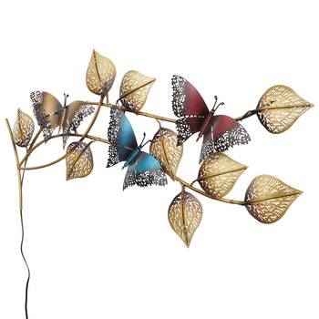 eCraftIndia DECORative Leaves and Butterfly Design Handcrafted Iron Wall Hanging with background LED's 7