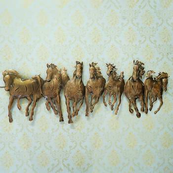 eCraftIndia Running 7 Horses Design Handcrafted Iron Wall Hanging with background LED's 1