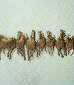 eCraftIndia Running 7 Horses Design Handcrafted Iron Wall Hanging with background LED's