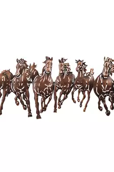 eCraftIndia Running 7 Horses Design Handcrafted Iron Wall Hanging with background LED's