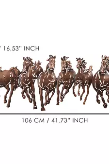 eCraftIndia Running 7 Horses Design Handcrafted Iron Wall Hanging with background LED's