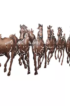 eCraftIndia Running 7 Horses Design Handcrafted Iron Wall Hanging with background LED's