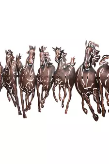 eCraftIndia Running 7 Horses Design Handcrafted Iron Wall Hanging with background LED's