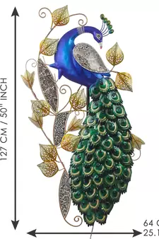 eCraftIndia DECORative Colorful Peocock Handcrafted Iron Wall Hanging with background LED's
