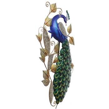 eCraftIndia DECORative Colorful Peocock Handcrafted Iron Wall Hanging with background LED's 6