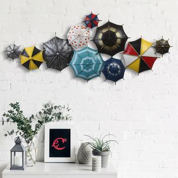 eCraftIndia Set of Colorful Handcrafted Umbrella's Iron Wall Hanging 1