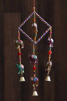 eCraftIndia Handcrafted DECORative Elephant Wall Door Window Hanging Bells