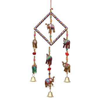 eCraftIndia Handcrafted DECORative Elephant Wall Door Window Hanging Bells 3