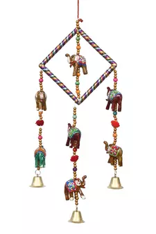 eCraftIndia Handcrafted DECORative Elephant Wall Door Window Hanging Bells