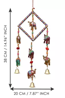 eCraftIndia Handcrafted DECORative Elephant Wall Door Window Hanging Bells