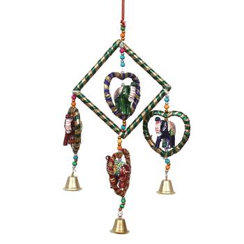 eCraftIndia Handcrafted DECORative Elephant Wall Door Window Hanging Bells 4