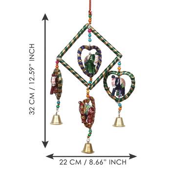 eCraftIndia Handcrafted DECORative Elephant Wall Door Window Hanging Bells 5