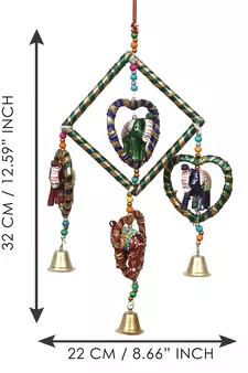 eCraftIndia Handcrafted DECORative Elephant Wall Door Window Hanging Bells