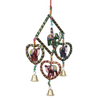 eCraftIndia Handcrafted DECORative Elephant Wall Door Window Hanging Bells 6