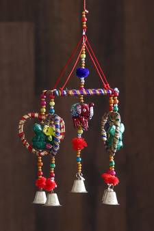 eCraftIndia Handcrafted DECORative Lord Ganesha Wall Door Window Hanging Bell