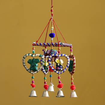 eCraftIndia Handcrafted DECORative Lord Ganesha Wall Door Window Hanging Bell 2