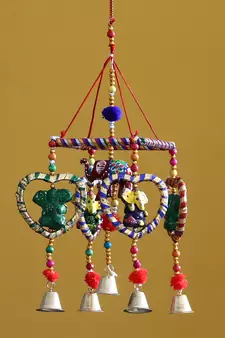 eCraftIndia Handcrafted DECORative Lord Ganesha Wall Door Window Hanging Bell