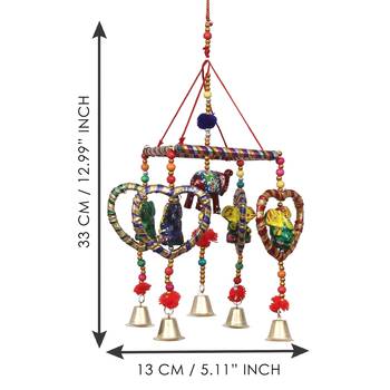 eCraftIndia Handcrafted DECORative Lord Ganesha Wall Door Window Hanging Bell 6