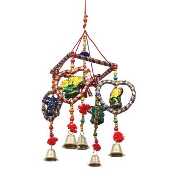 eCraftIndia Handcrafted DECORative Lord Ganesha Wall Door Window Hanging Bell 7