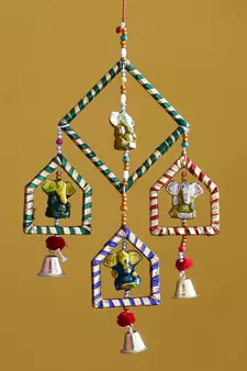 eCraftIndia Handcrafted DECORative Lord Ganesha Wall Door Window Hanging Bell