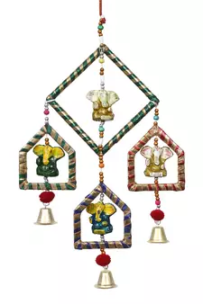eCraftIndia Handcrafted DECORative Lord Ganesha Wall Door Window Hanging Bell