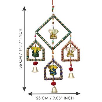 eCraftIndia Handcrafted DECORative Lord Ganesha Wall Door Window Hanging Bell 5