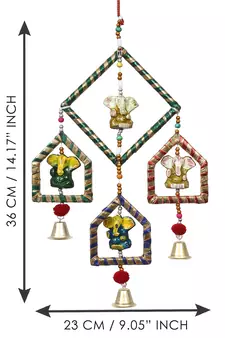 eCraftIndia Handcrafted DECORative Lord Ganesha Wall Door Window Hanging Bell