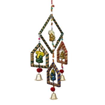 eCraftIndia Handcrafted DECORative Lord Ganesha Wall Door Window Hanging Bell 6