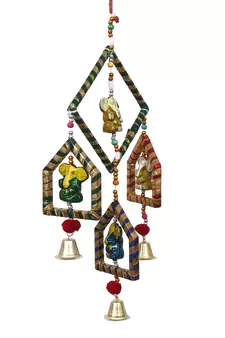 eCraftIndia Handcrafted DECORative Lord Ganesha Wall Door Window Hanging Bell