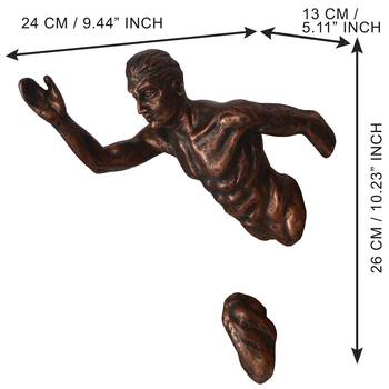 eCraftIndia Man in Running Position DECORative Wall Hanging Figurine 3