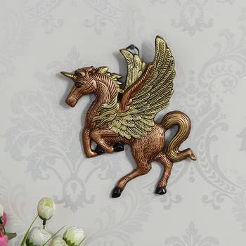 eCraftIndia DECORative Flying Horse Metal Wall Hanging Showpiece 1