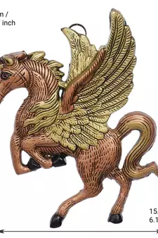 eCraftIndia DECORative Flying Horse Metal Wall Hanging Showpiece