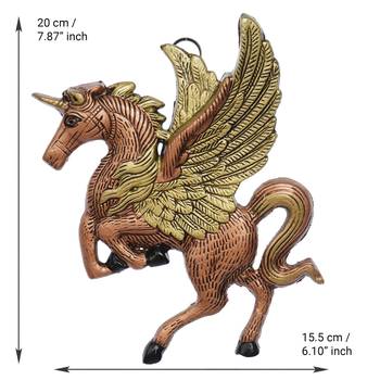 eCraftIndia DECORative Flying Horse Metal Wall Hanging Showpiece 4